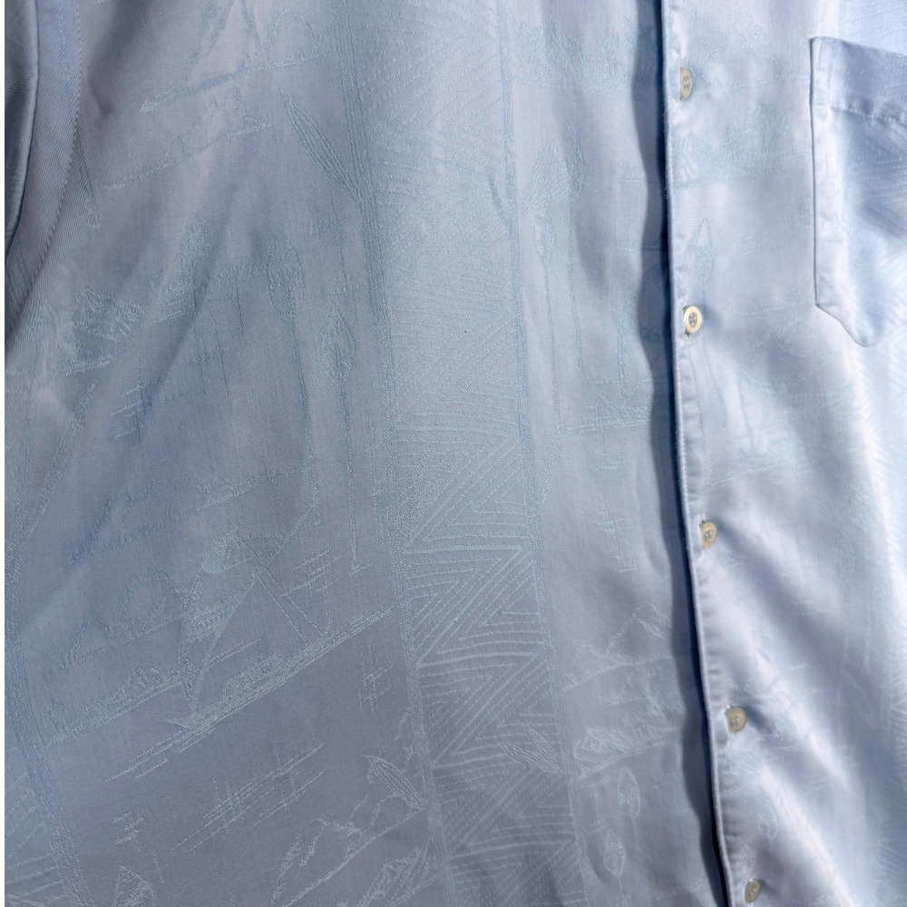 Quiksilver Button Down Shirt Mens XL Blue Tropical Jacquard Short Sleeve M509848 - Picture 4 of 8